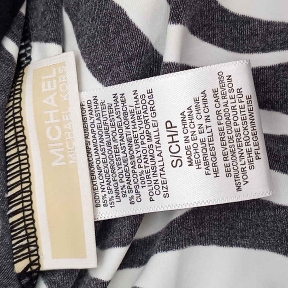 Michael Kors‎ Logo Ring Blouson Underwire Tankini Set Zebra Black S - Picture 12 of 16